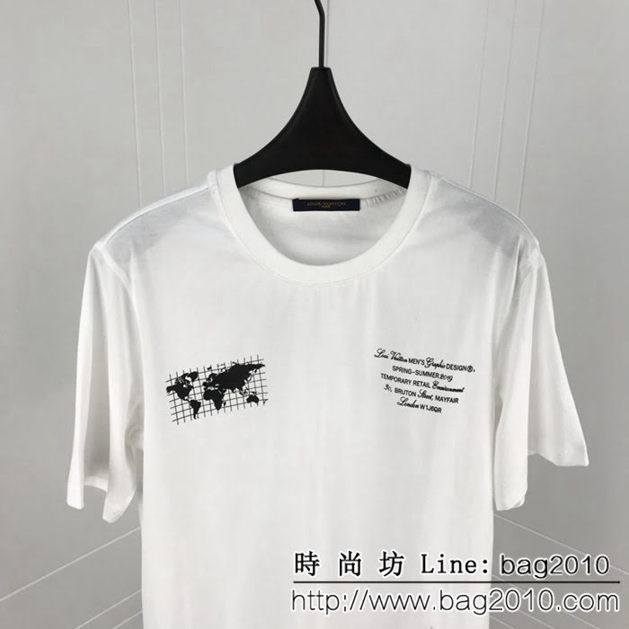 LV路易威登 19FW早春新款 地圖圖案 澳鑽短袖 情侶款 ydi1559